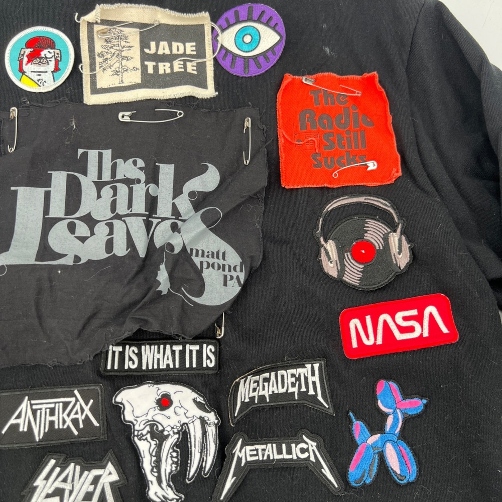 Punk Heavy Metal Black Hoodie‎ Patches Slayer Anthrax Iron Maiden Megadeath - Picture 3 of 8